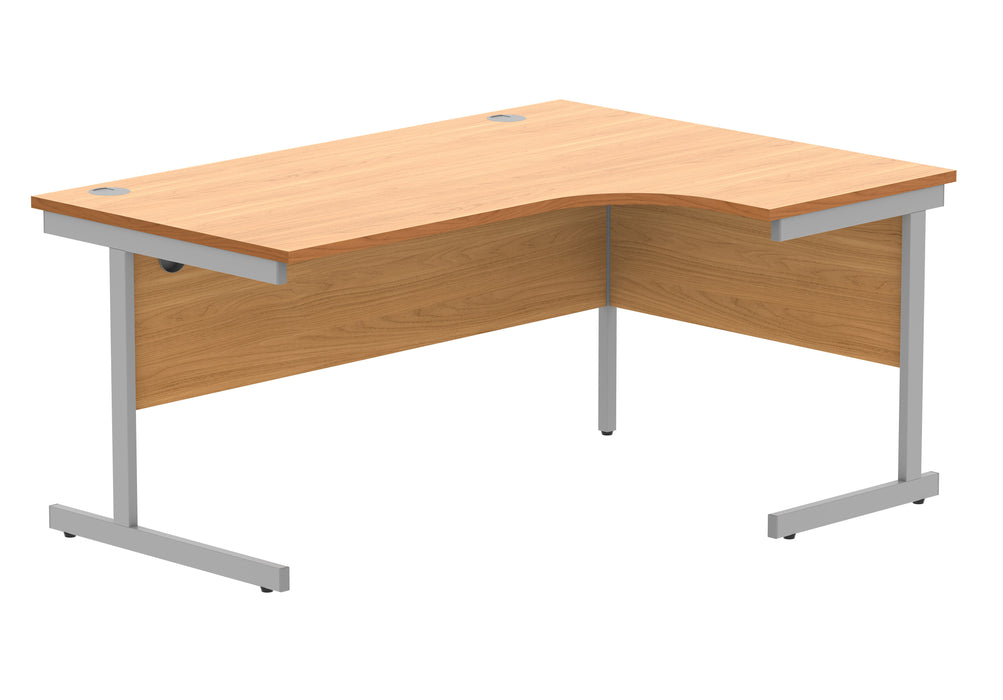 Office Right Hand Corner Desk with Steel Single Upright Cantilever Frame (FSC) | 1600X1200 | Norwegian Beech/Silver