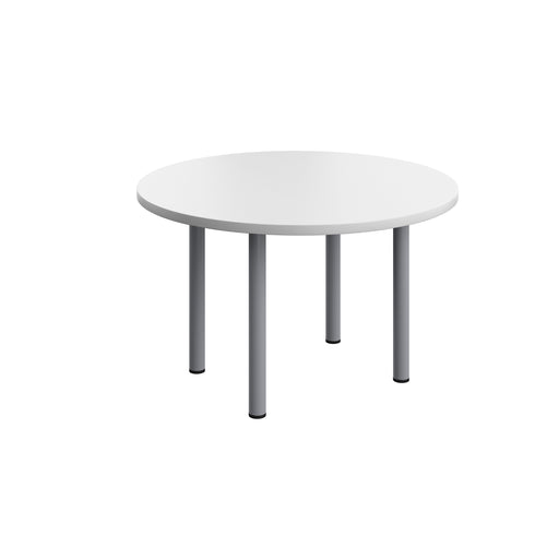 One Fraction Plus Circular Meeting Table (FSC) | 1200mm | White/Silver