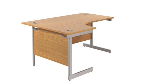 Single Upright Left Hand Radial Desk (FSC) | 1600 X 1200 | Nova Oak/Silver