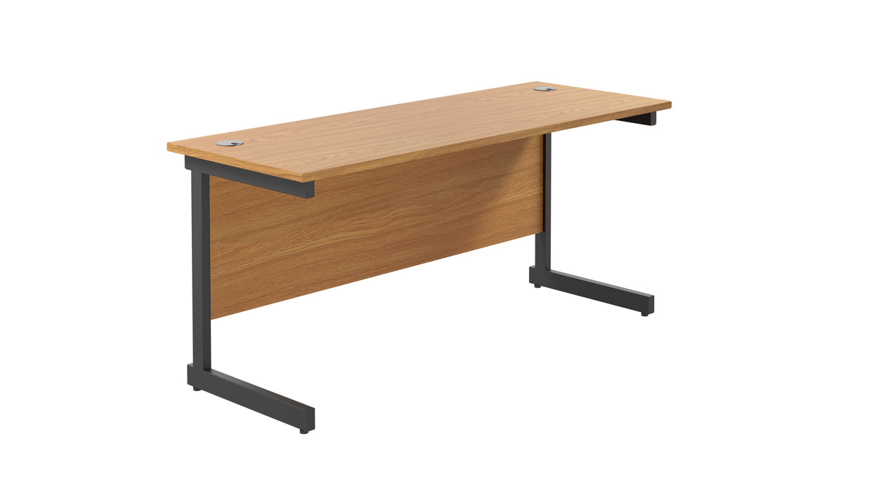 Single Upright Rectangular Desk: 600mm Deep (FSC) | 1800 X 600 | Nova Oak/Black