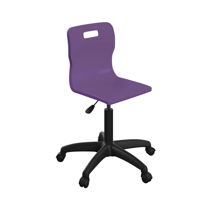 Titan Swivel Senior Chair with Plastic Base and Castors | Size 5-6 | Purple/Black