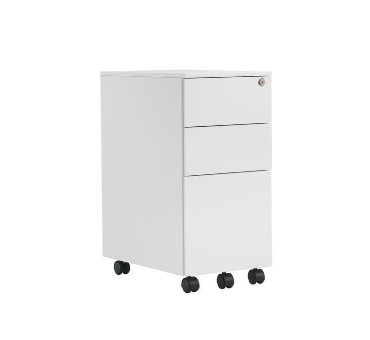 Pedestal Slimline 3 Drawer Steel | White