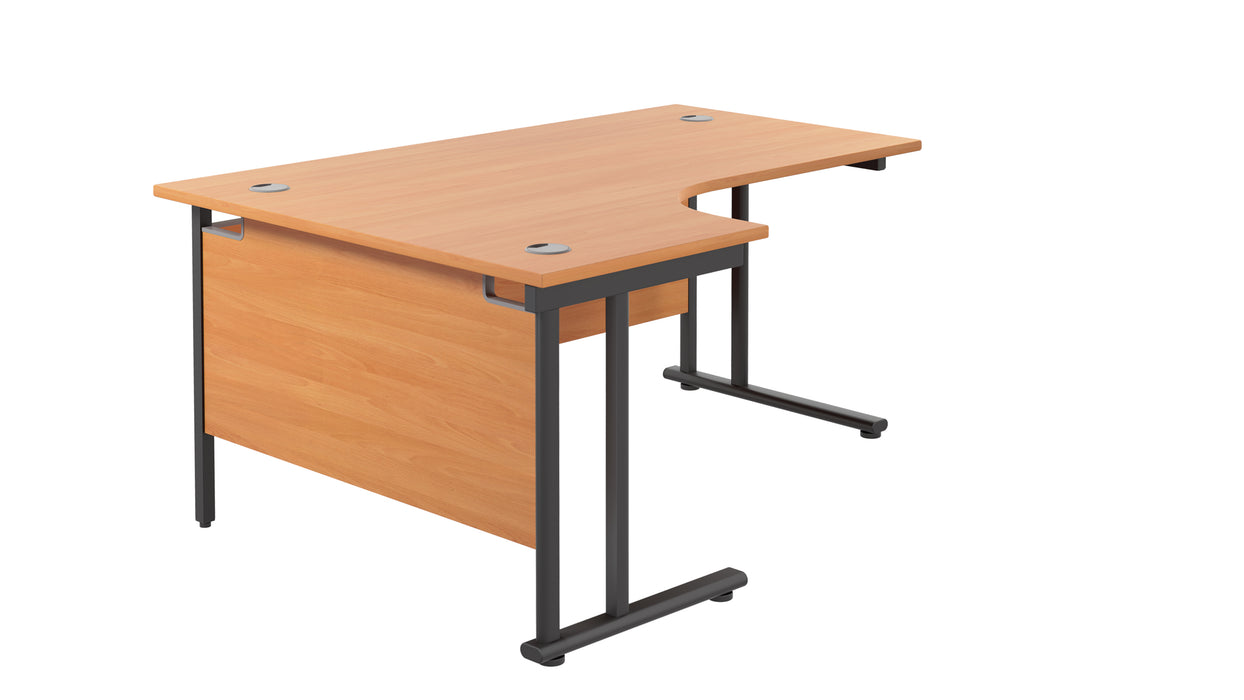 Twin Upright Left Hand Radial Desk (FSC) | 1600X1200 | Beech/Black