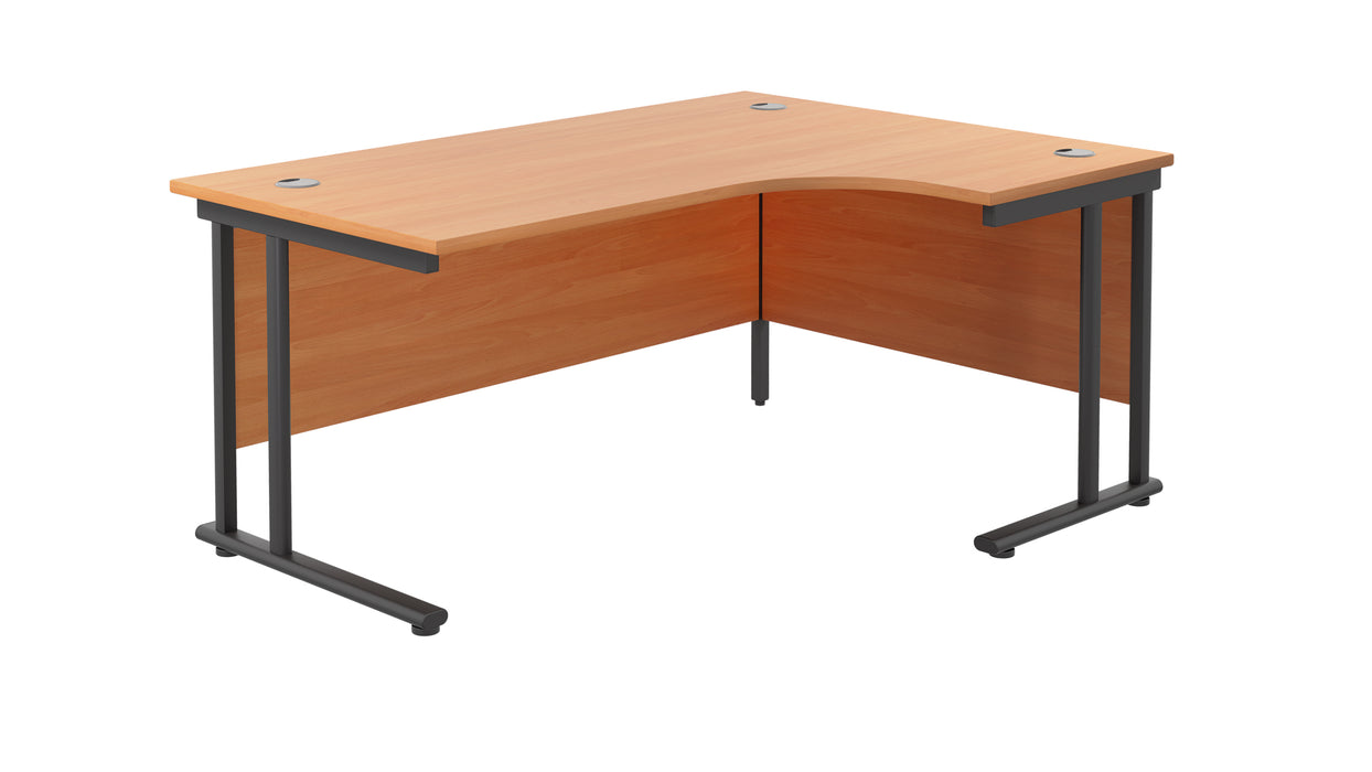 Twin Upright Right Hand Radial Desk (FSC) | 1600X1200 | Beech/Black