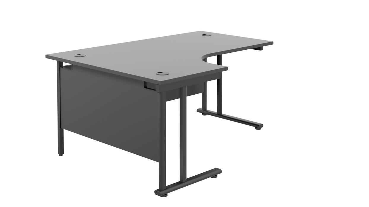 Twin Upright Left Hand Radial Desk (FSC) | 1800X1200 | Black/Black