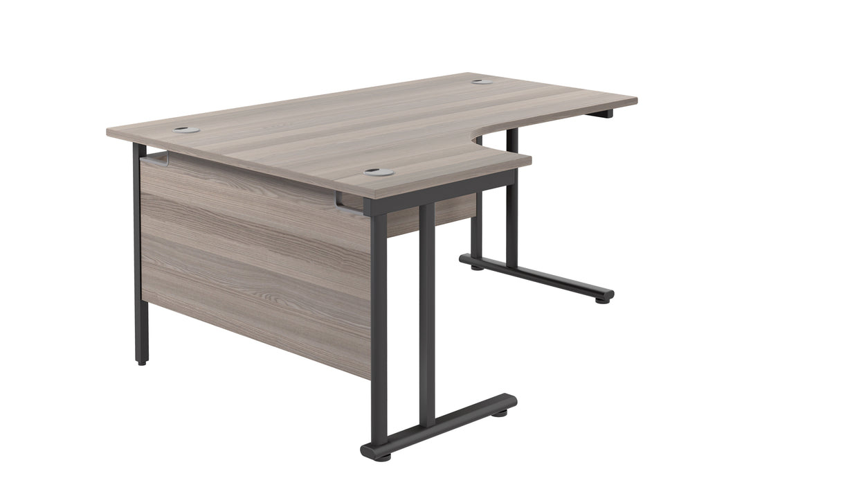 Twin Upright Left Hand Radial Desk (FSC) | 1800X1200 | Grey Oak/Black