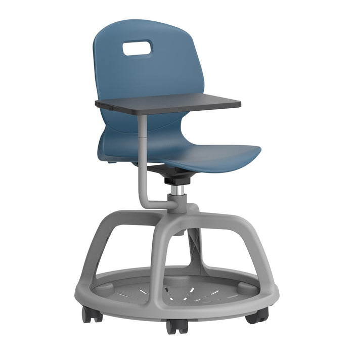 Arc Community Swivel Chair With Arm Tablet | Steel Blue