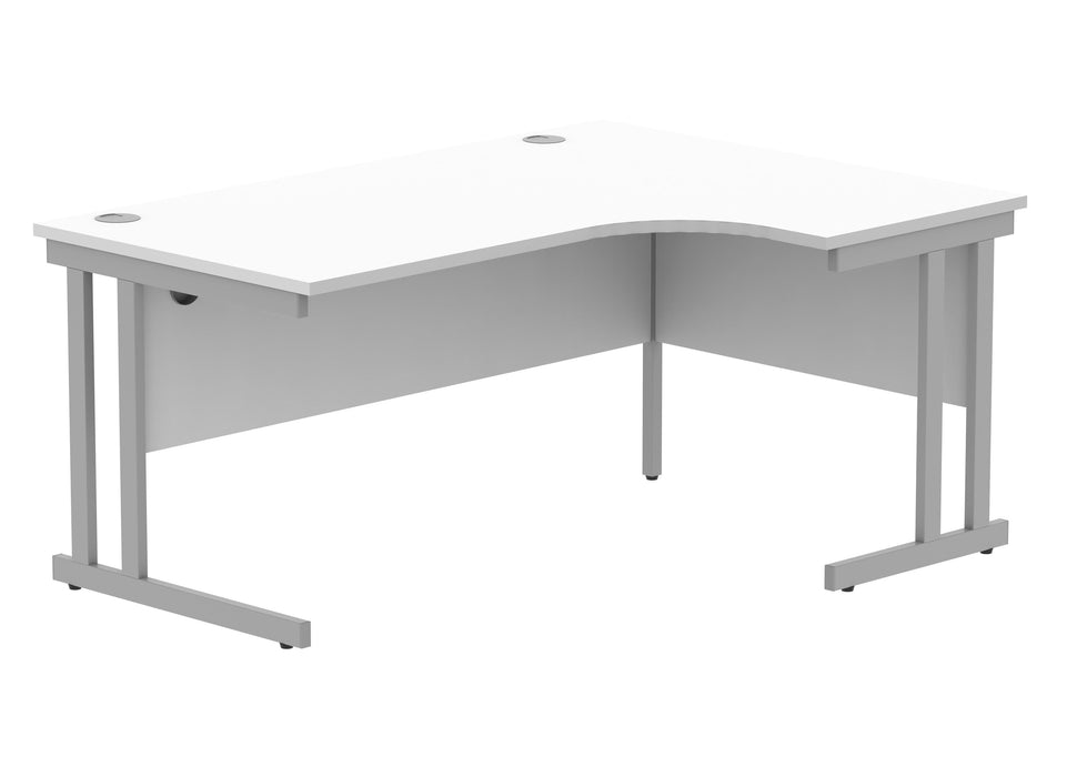 Workwise Office Right Hand Corner Desk With Steel Double Upright Cantilever Frame Furniture TC GROUP 1600X1200 Arctic White/Silver 